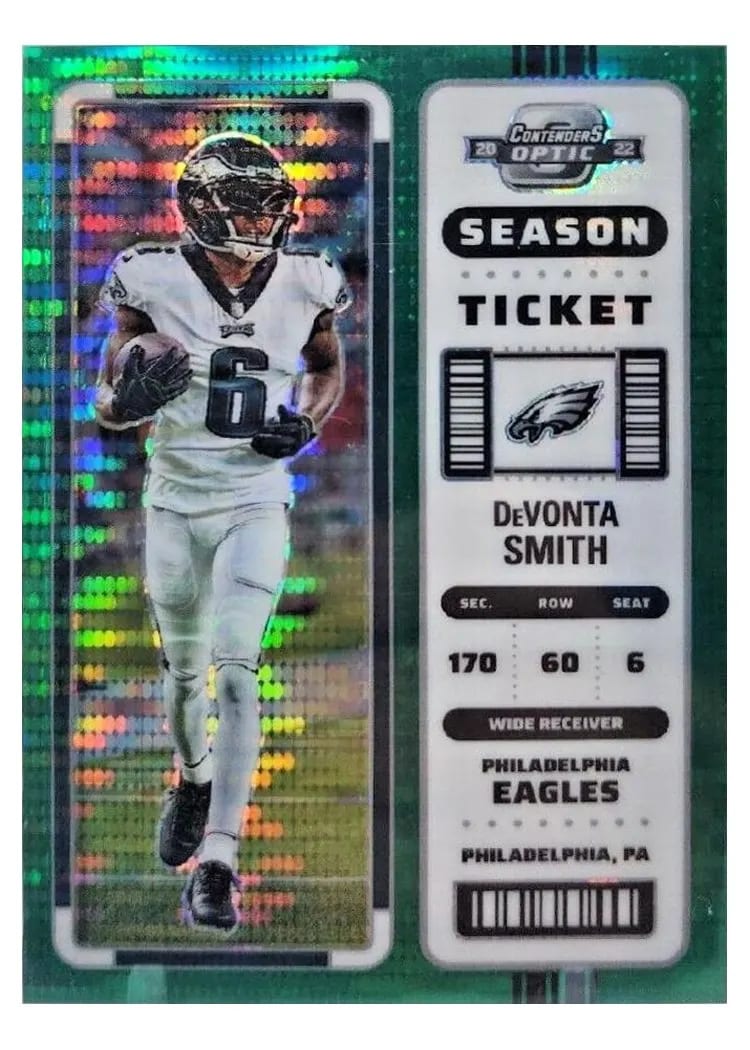 2022 Panini Contenders Optic Base Set DeVonta Smith Green Pulsar #25 card