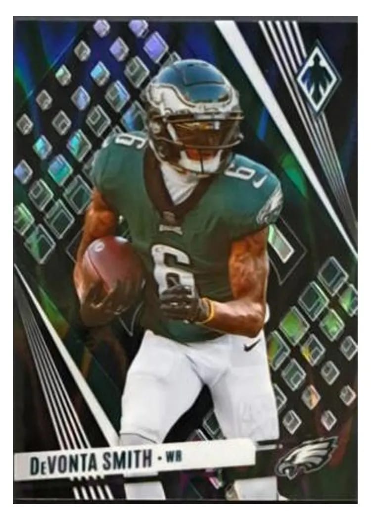 2023 Panini Phoenix Base Set DeVonta Smith SP Variation Black Seismic #90 card