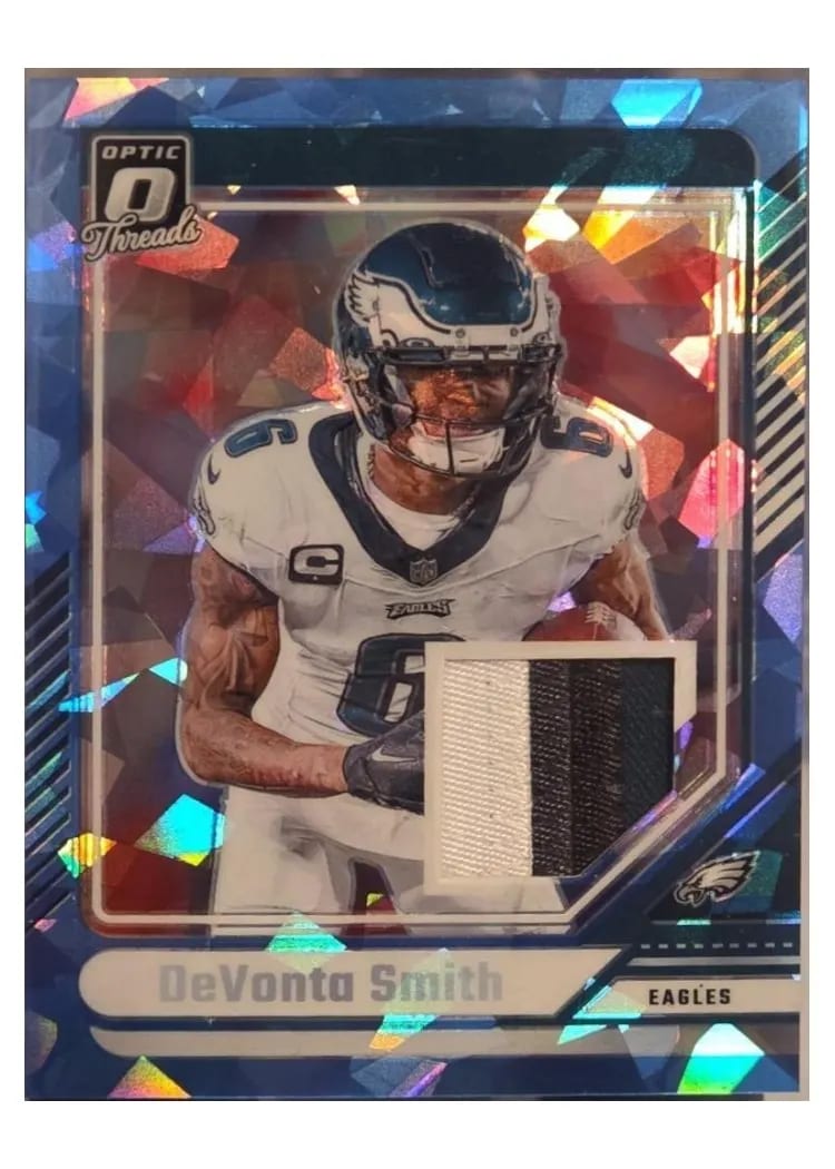 2024 Panini Donruss Optic Threads Blue Hyper DeVonta Smith Ice #DTB-DSH
