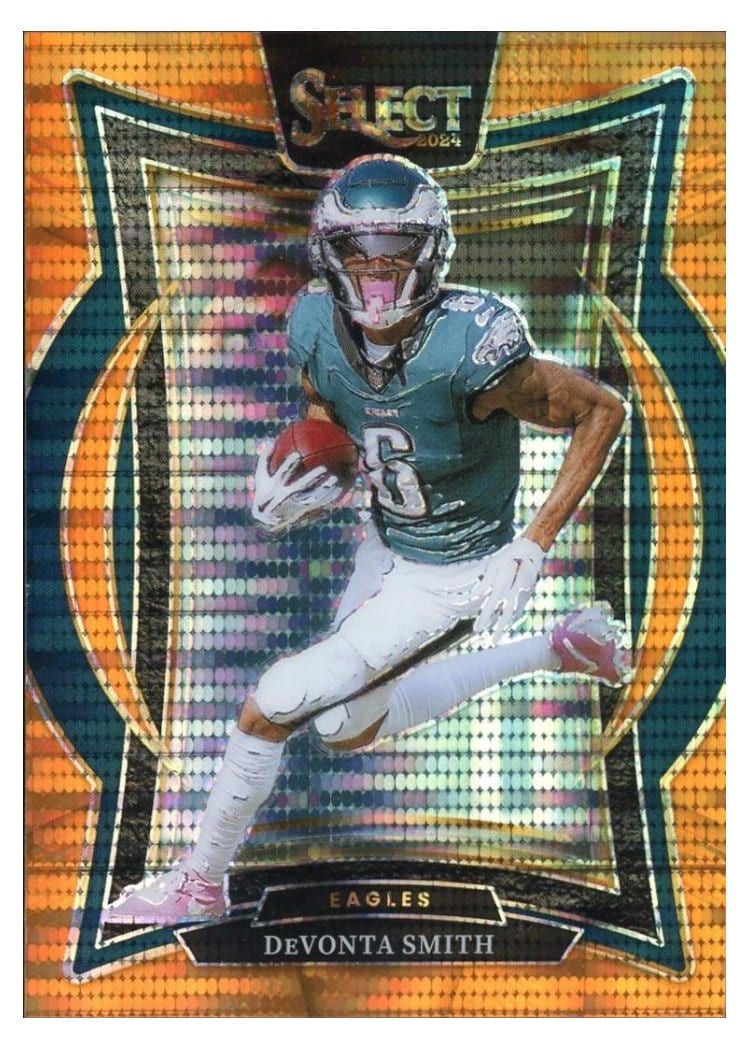 2024 Panini Select Base Set DeVonta Smith Neon Orange Pulsar Prizm #51 card