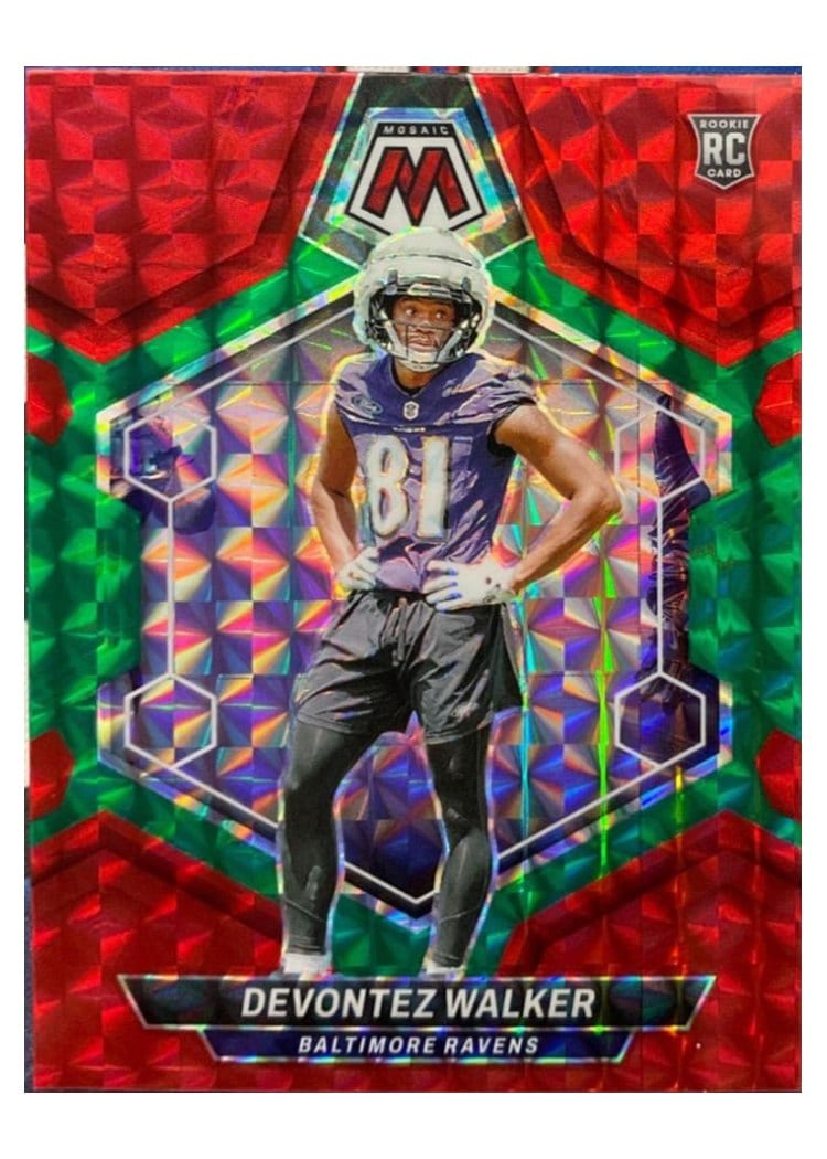 2024 Panini Mosaic Base Set Devontez Walker Fusion Red Green Choice #381 card