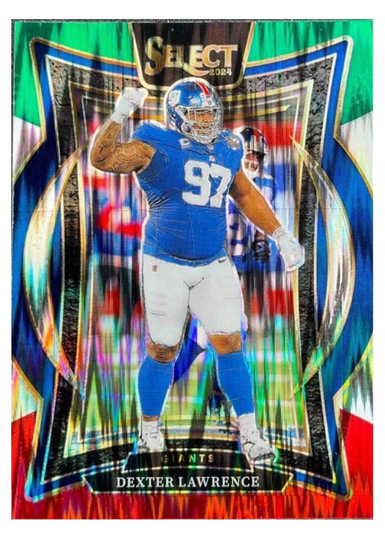 2024 Panini Select Base Set Dexter Lawrence Green Red Prizm Shock #52 card