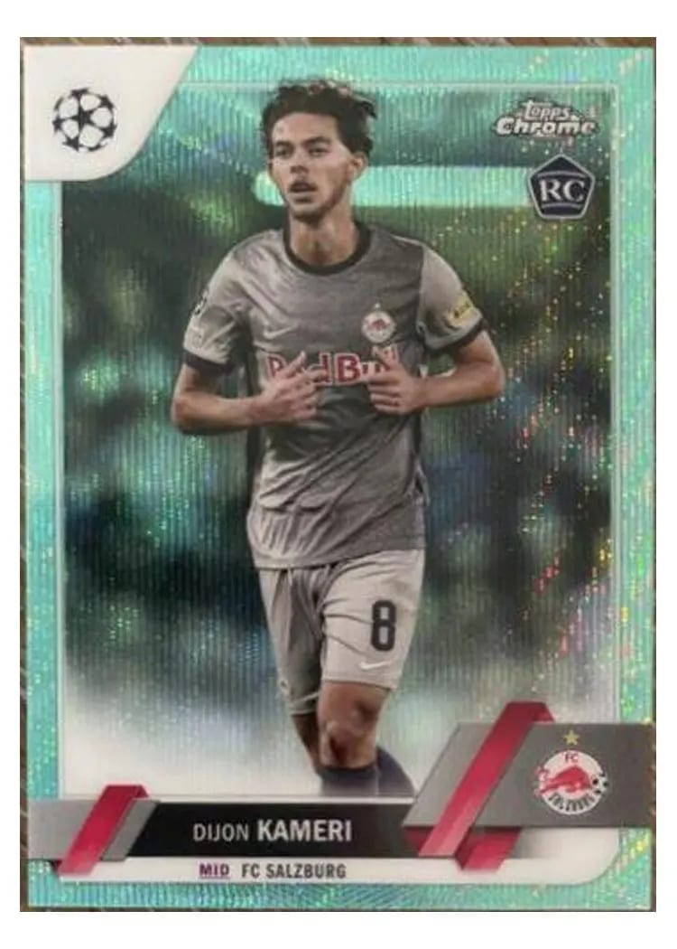 2022 Topps Chrome UEFA Club Competitions Dijon Kameri Aqua Wave #2 card