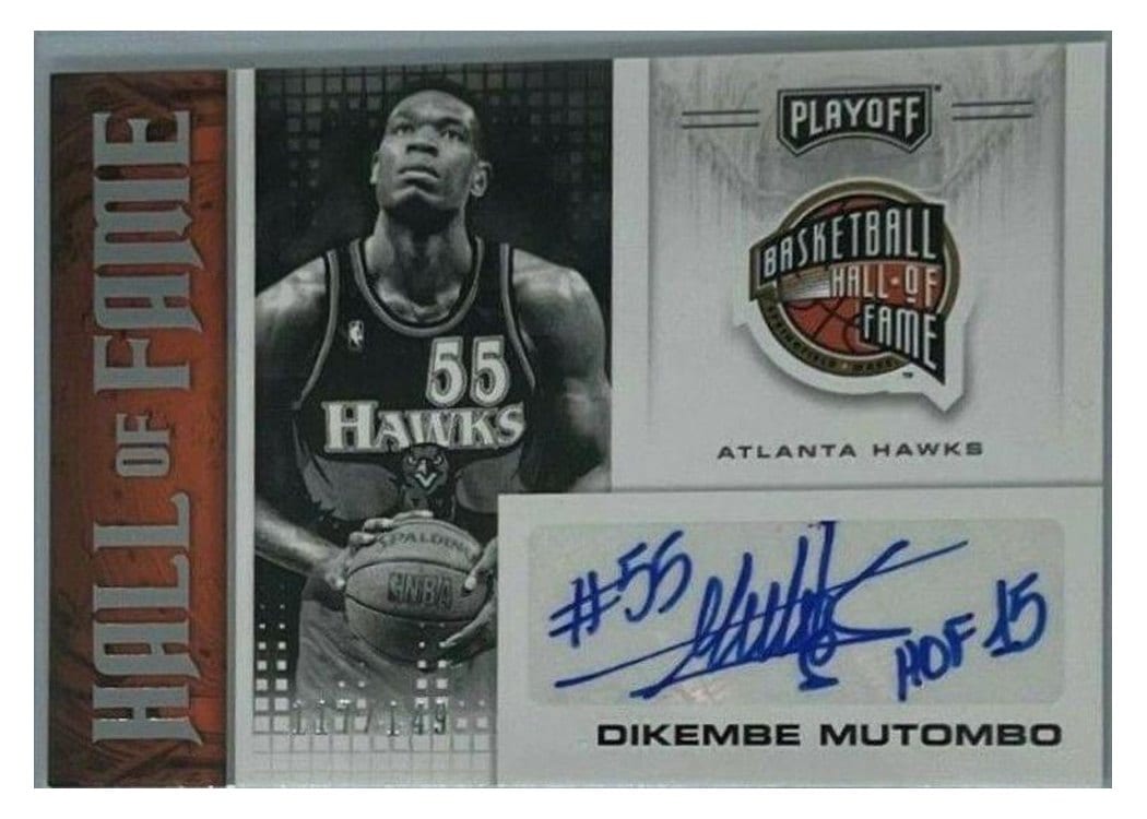 2020-21 Panini Chronicles Hall of Fame Autographs Dikembe Mutombo #HOF-DKM card