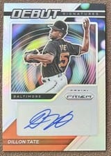 2021 Panini Prizm Debut Signatures Dillon Tate Silver Prizm #DS-DT card