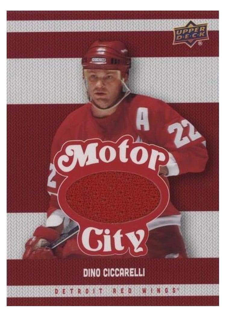 2025-26 Upper Deck Detroit Red Wings Centennial Motor City Premium Materials Dino Ciccarelli #MCM-DC card