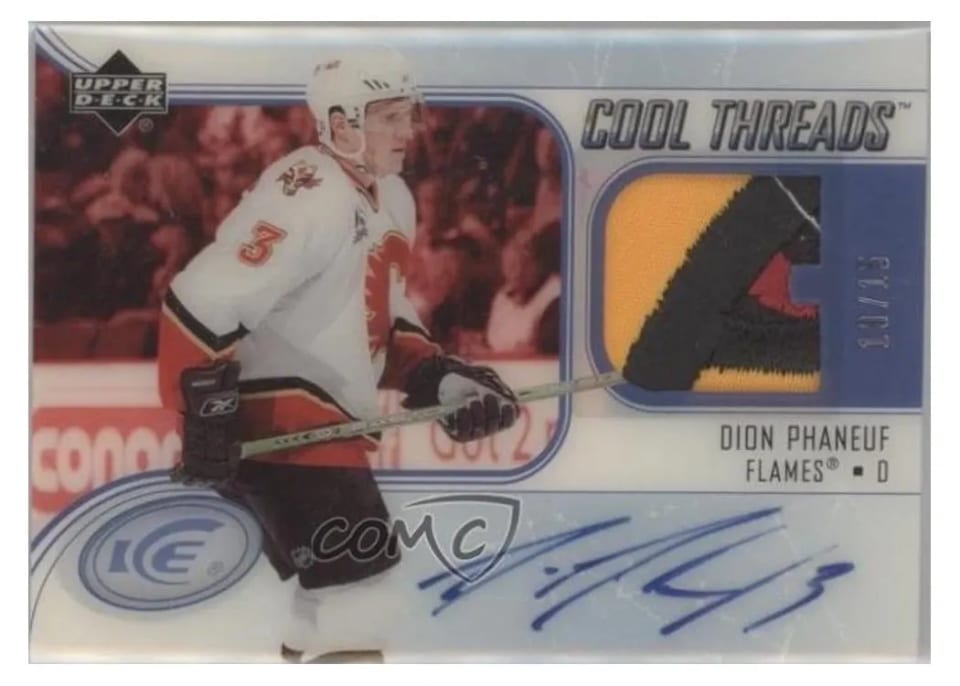 2005 Upper Deck Ice Cool Threads Patch Autograph Dion Phaneuf #CAP-DP card