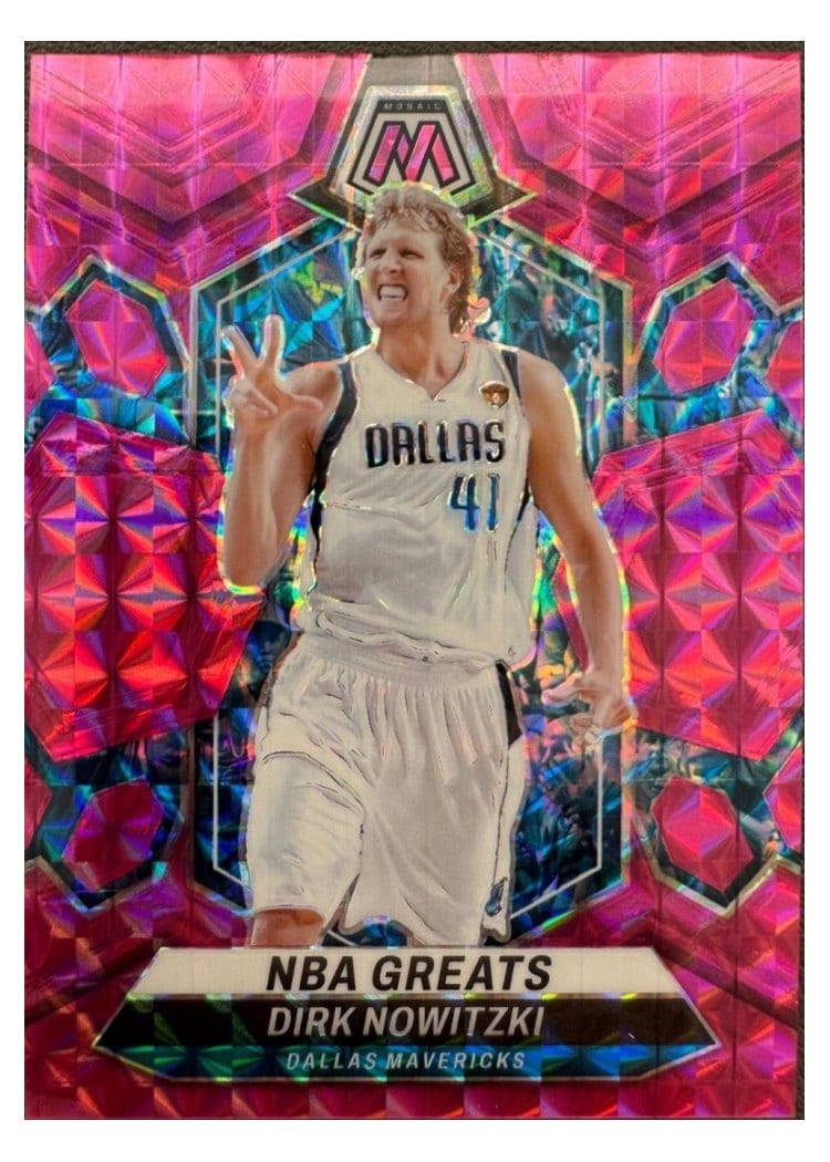 2023-24 Panini Mosaic Base Set Dirk Nowitzki Pink #298 card