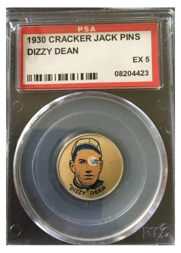 1930 Cracker Jack Pins Dizzy Dean card