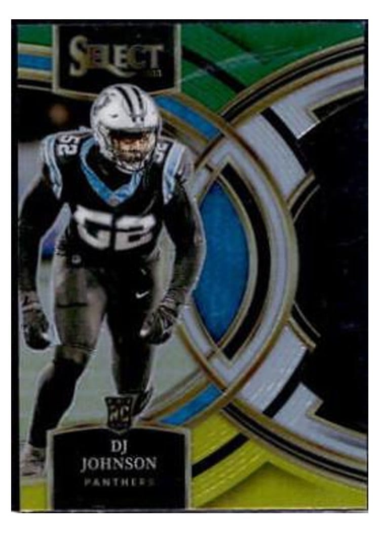 2023 Panini Select Base Set DJ Johnson Green Yellow Prizm Die-Cut #143 card