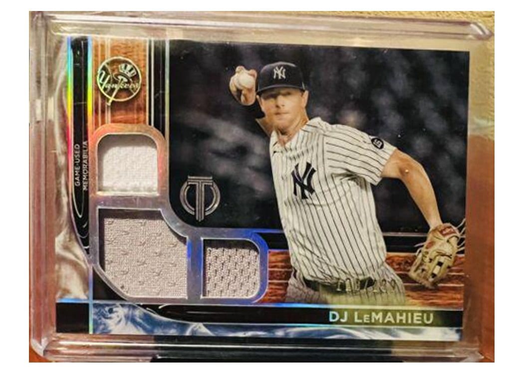 2022 Topps Tribute Triple Relics DJ LeMahieu #TTR-DL card