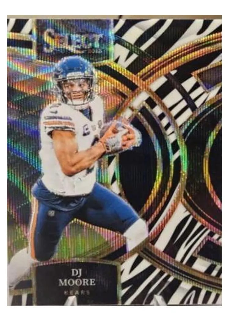 2023 Panini Select Base Set DJ Moore Zebra Prizm #159 card