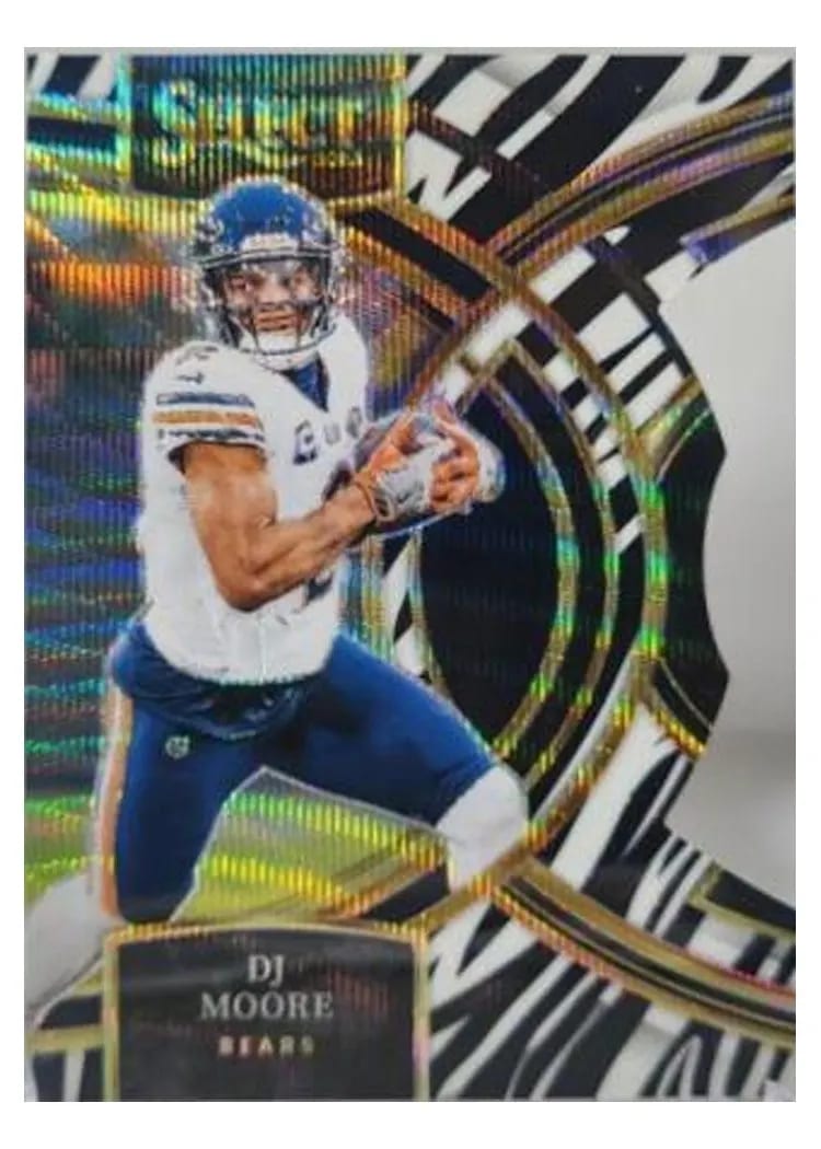 2023 Panini Select Base Set DJ Moore Zebra Prizm Die-Cut #159 card