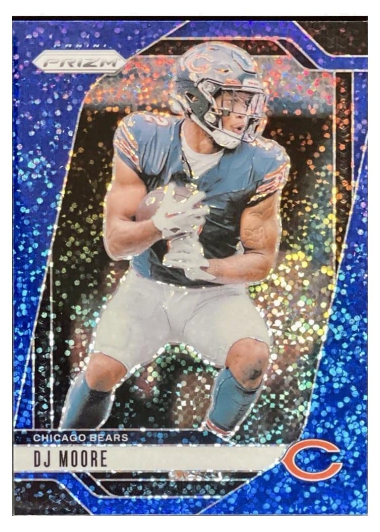 2024 Panini Prizm Base Set DJ Moore Blue Sparkle #48 card