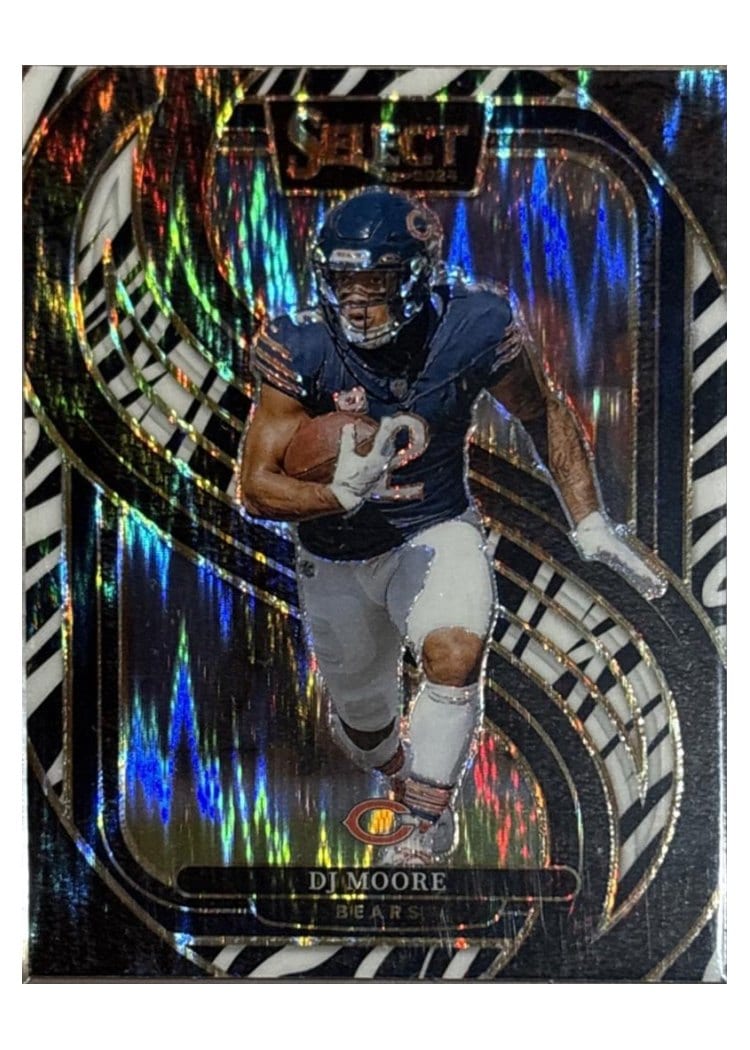 2024 Panini Select Base Set DJ Moore Zebra Prizm Shock #151 card