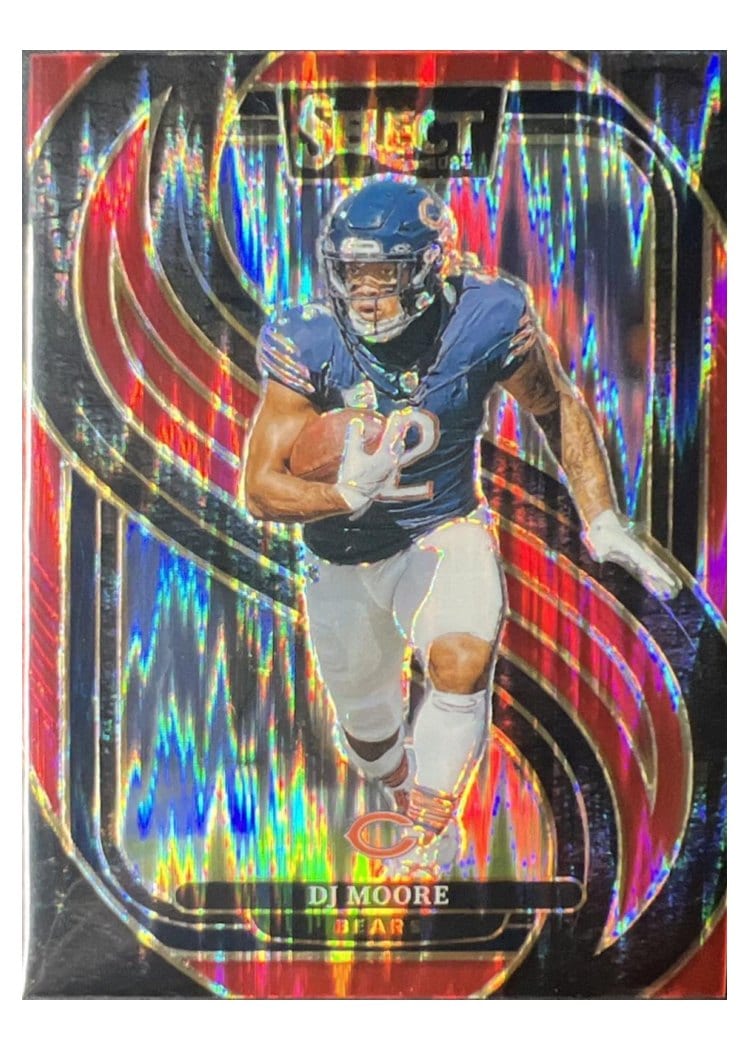 2024 Panini Select Base Set DJ Moore Red Prizm Shock #151 card