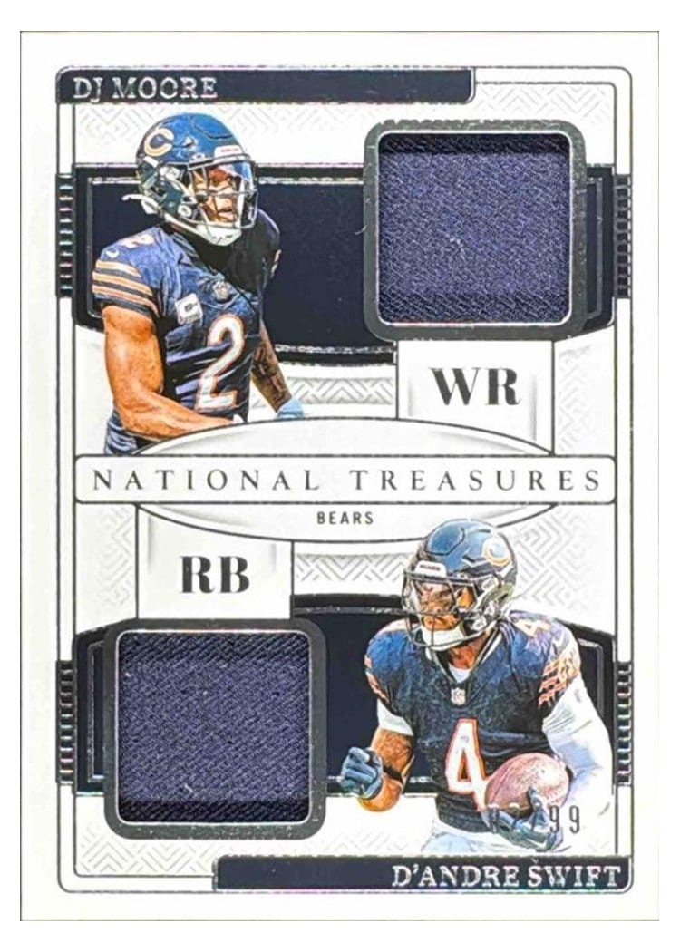 2024 Panini National Treasures NFL Gear Combo Materials DJ Moore/D'Andre Swift #5 card