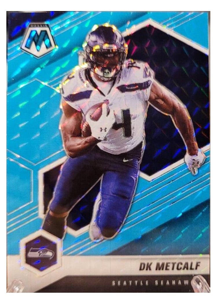2021 Panini Mosaic Base Set DK Metcalf Blue Fluorescent #182 card