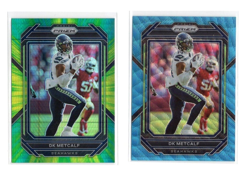 2022 Panini Prizm Base Set DK Metcalf Blue Wave #256 card