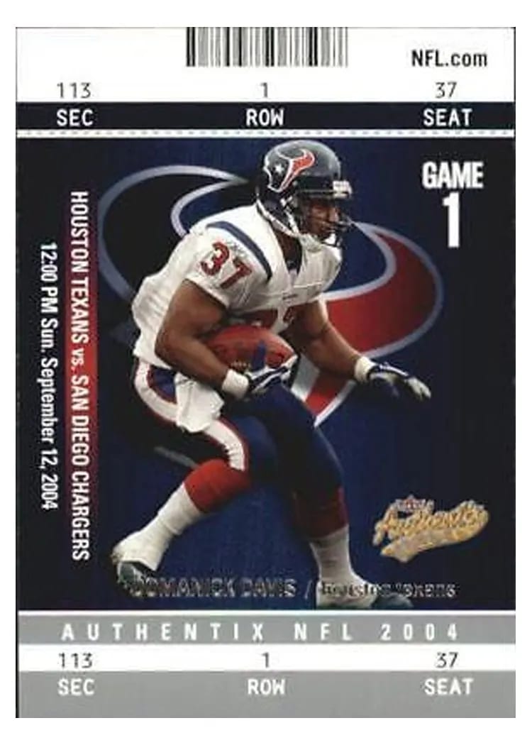 2004 Fleer Authentix Domanick Davis #25 card