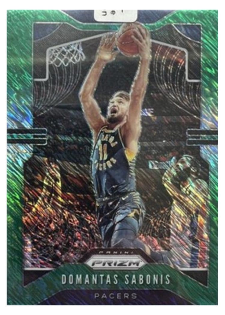 2019-20 Panini Prizm Base Set Domantas Sabonis Green Shimmer Prizm #215 card