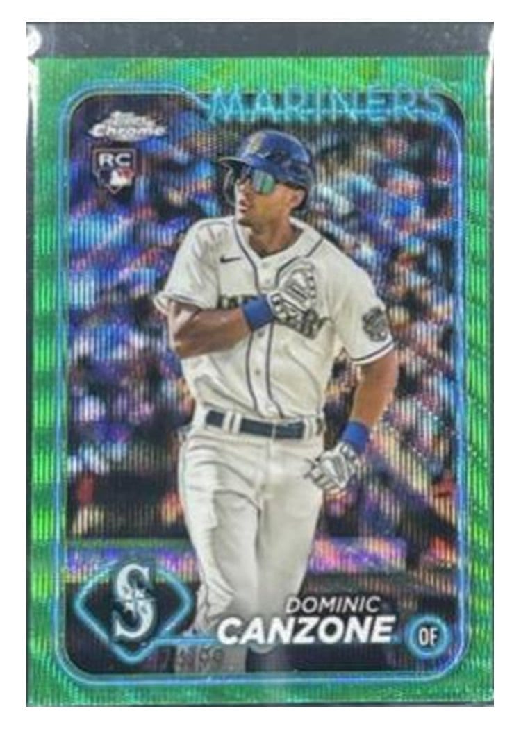 2024 Topps Chrome Base Set Dominic Canzone RayWave Green Refractor #133 card