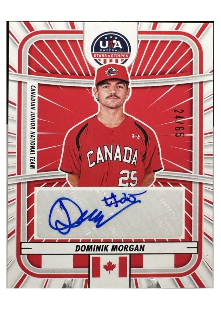 2025 Panini Stars & Stripes Canada U-18 National Team Signatures Dominik Morgan #CAN-DM card