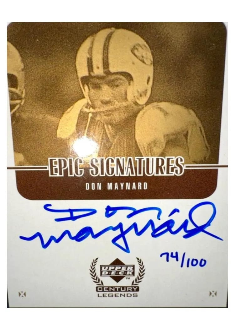 1999 Upper Deck Century Legends Epic Signatures Don Maynard #MYC card