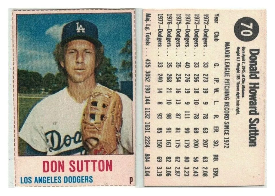 1978 Hostess Don Sutton #70 card