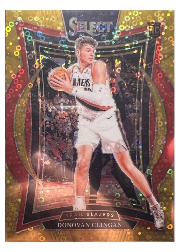 2024-25 Panini Select Base Set Donovan Clingan Gold Disco Prizm #69 card