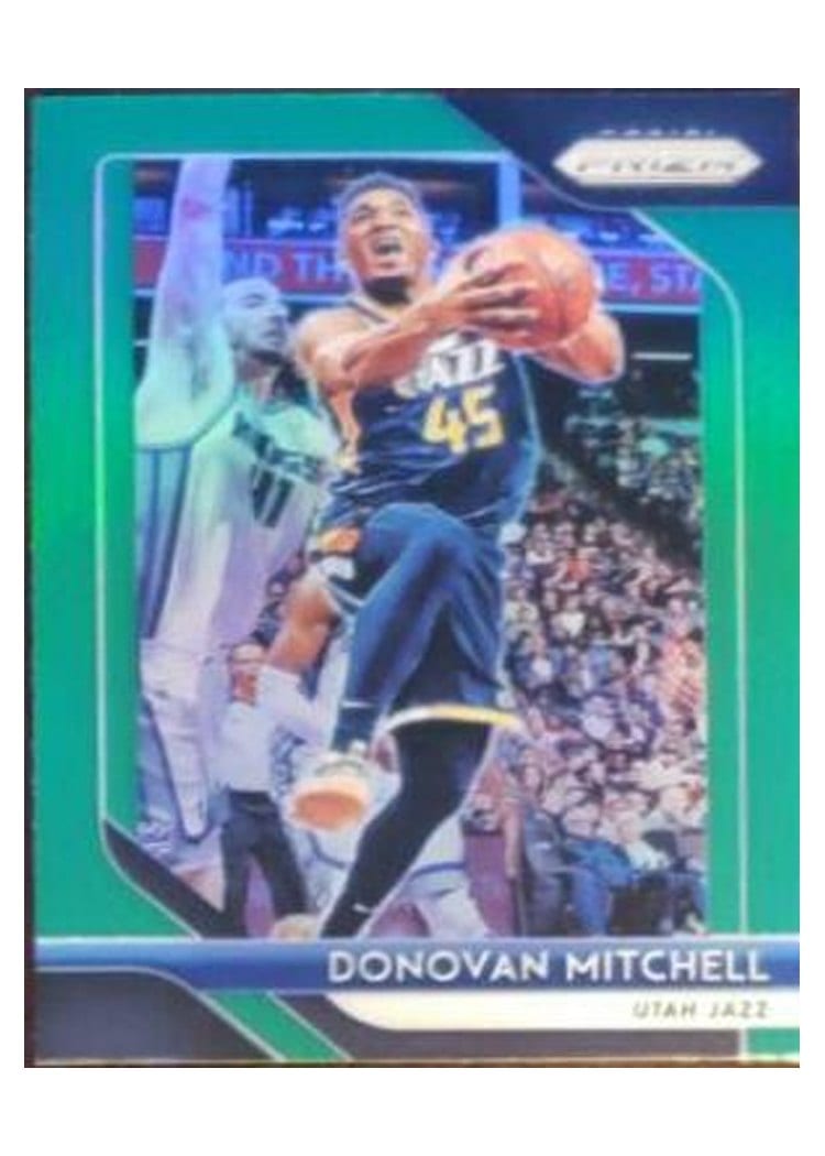 2018-19 Panini Prizm Base Set Donovan Mitchell Green Prizm #143 card