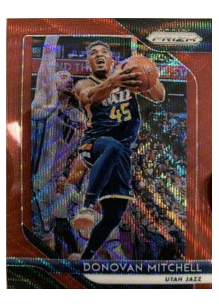 2018-19 Panini Prizm Base Set Donovan Mitchell Red Prizm #143 card