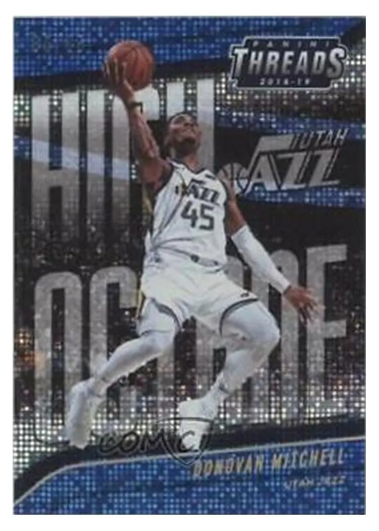 2018 Panini Threads High Octane Donovan Mitchell Premium Blue #8 card