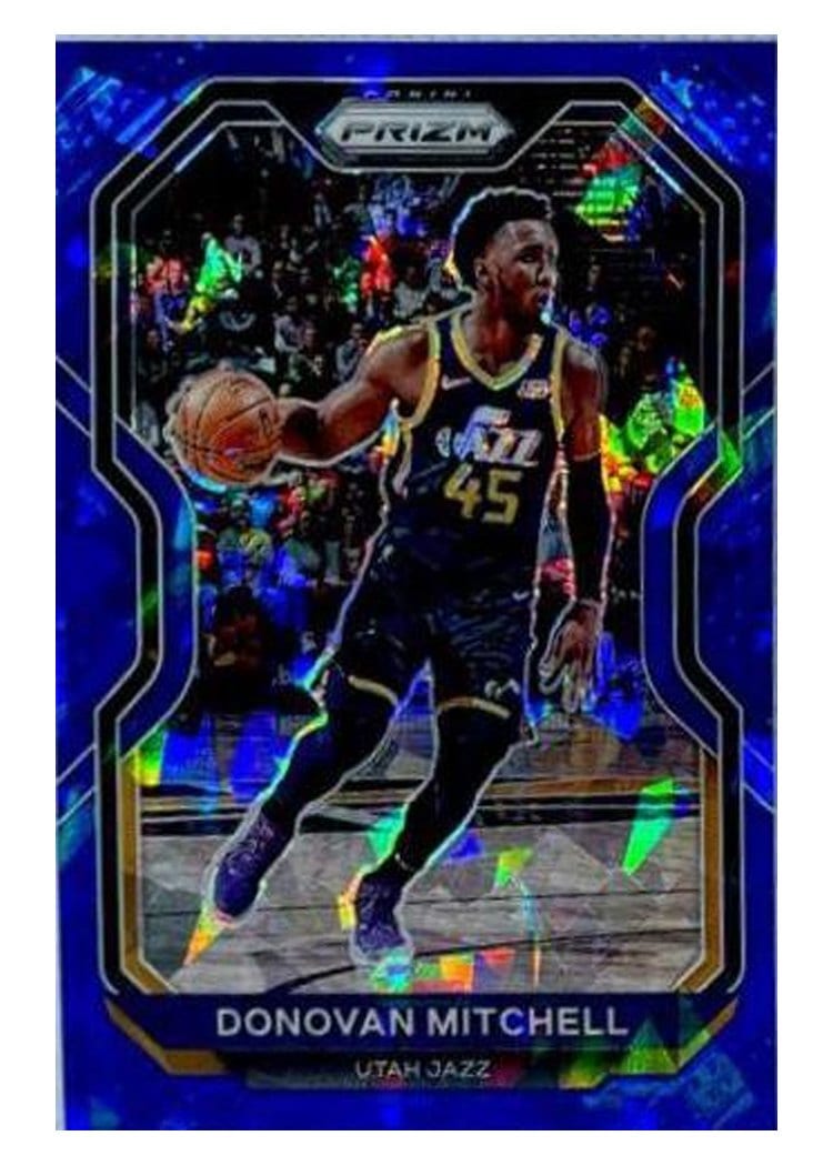 2020-21 Panini Prizm Base Set Donovan Mitchell Blue Ice Prizm #67 card