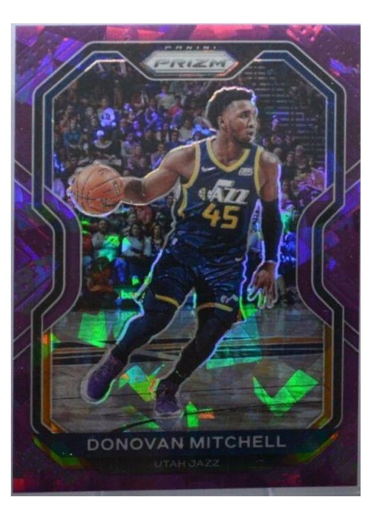 2020-21 Panini Prizm Base Set Donovan Mitchell Purple Ice Prizm #67 card
