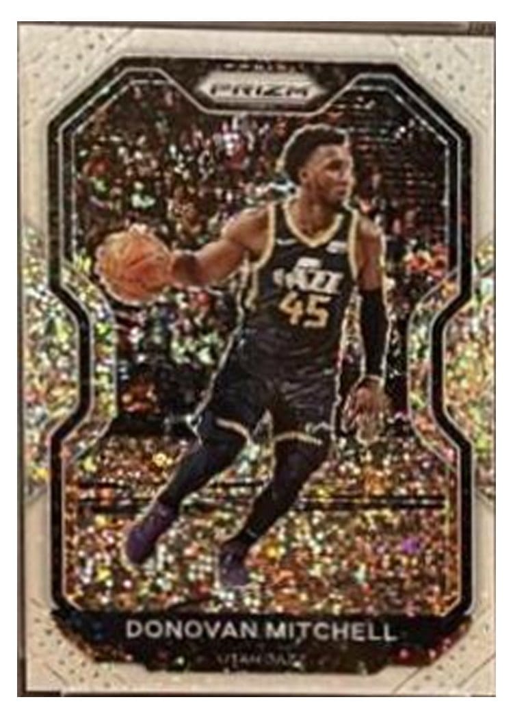 2020-21 Panini Prizm Base Set Donovan Mitchell White Sparkle Prizm #67 card