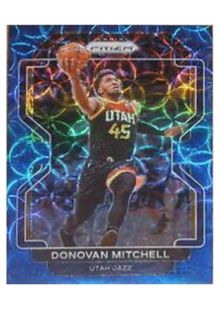 2021-22 Panini Prizm Base Set Donovan Mitchell Blue Choice Prizm #72 card