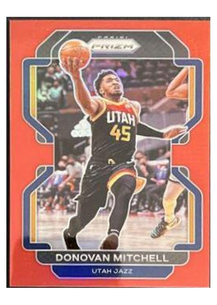 2021-22 Panini Prizm Base Set Donovan Mitchell Red Prizm #72 card
