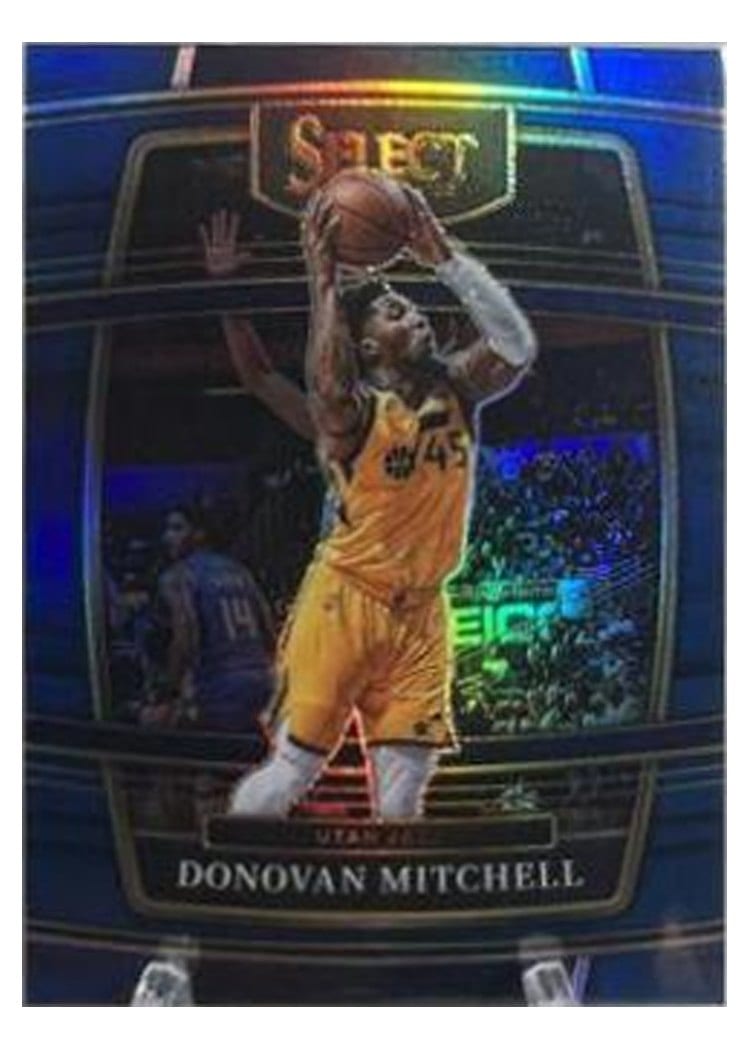 2021-22 Panini Select Base Set Donovan Mitchell Blue Prizm #83 card