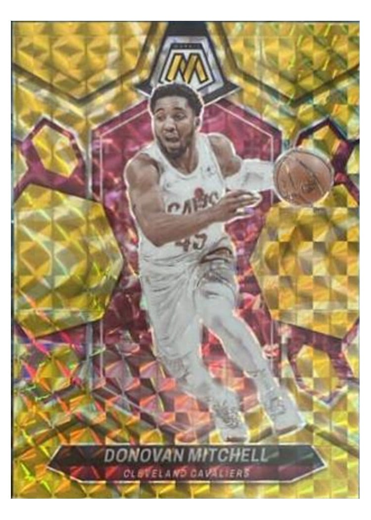 2023-24 Panini Mosaic Base Set Donovan Mitchell Reactive Yellow #143 card
