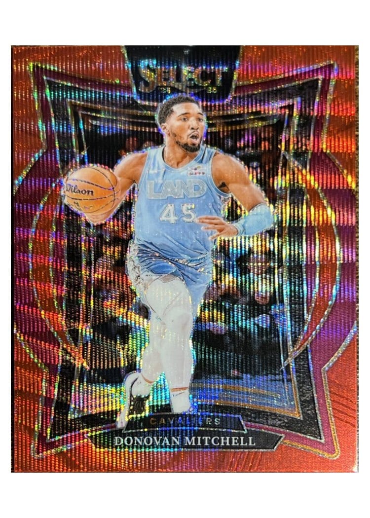 2024-25 Panini Select Base Set Donovan Mitchell Red Wave Prizm #21 card
