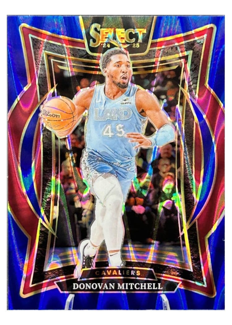 2024-25 Panini Select Base Set Donovan Mitchell Blue Flash Prizm #21 card