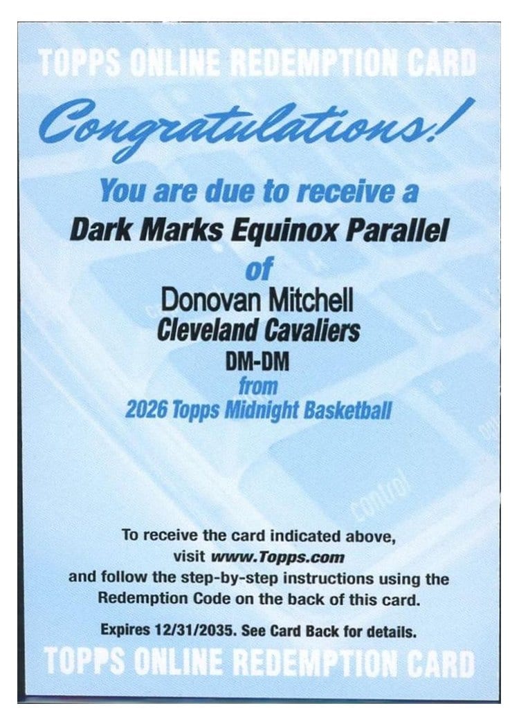 2025-26 Topps Midnight Dark Marks Signatures Donovan Mitchell #DM-DM card