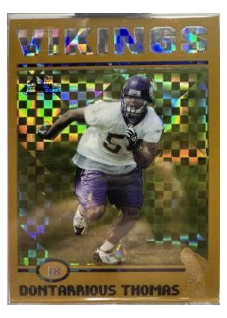 2004 Topps Chrome Dontarrious Thomas Gold Xfractor #187 card