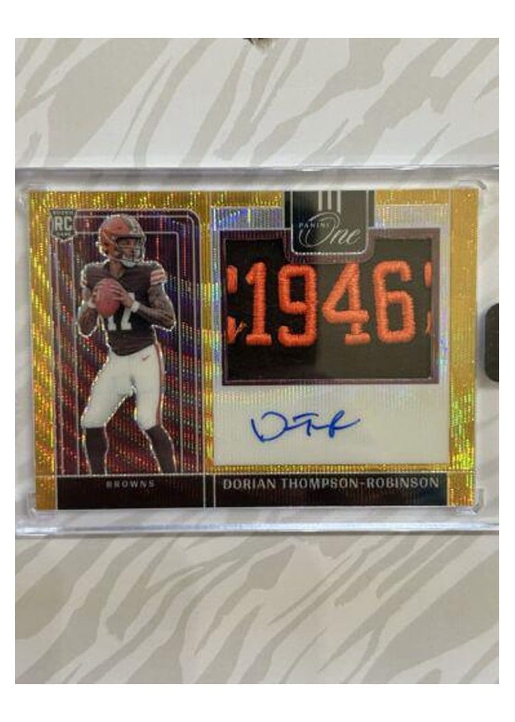 2023 Panini One Precision Rookie Patch Autographs Dorian Thompson-Robinson #317 card