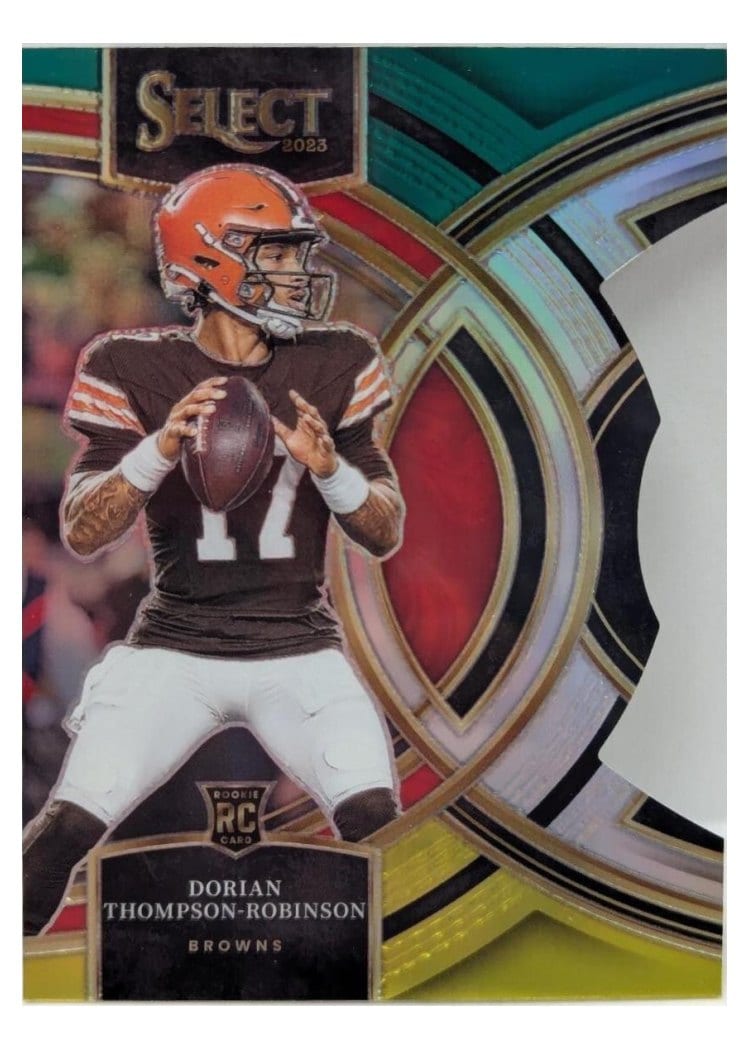 2023 Panini Select Base Set Dorian Thompson-Robinson Green Yellow Prizm Die-Cut #134 card