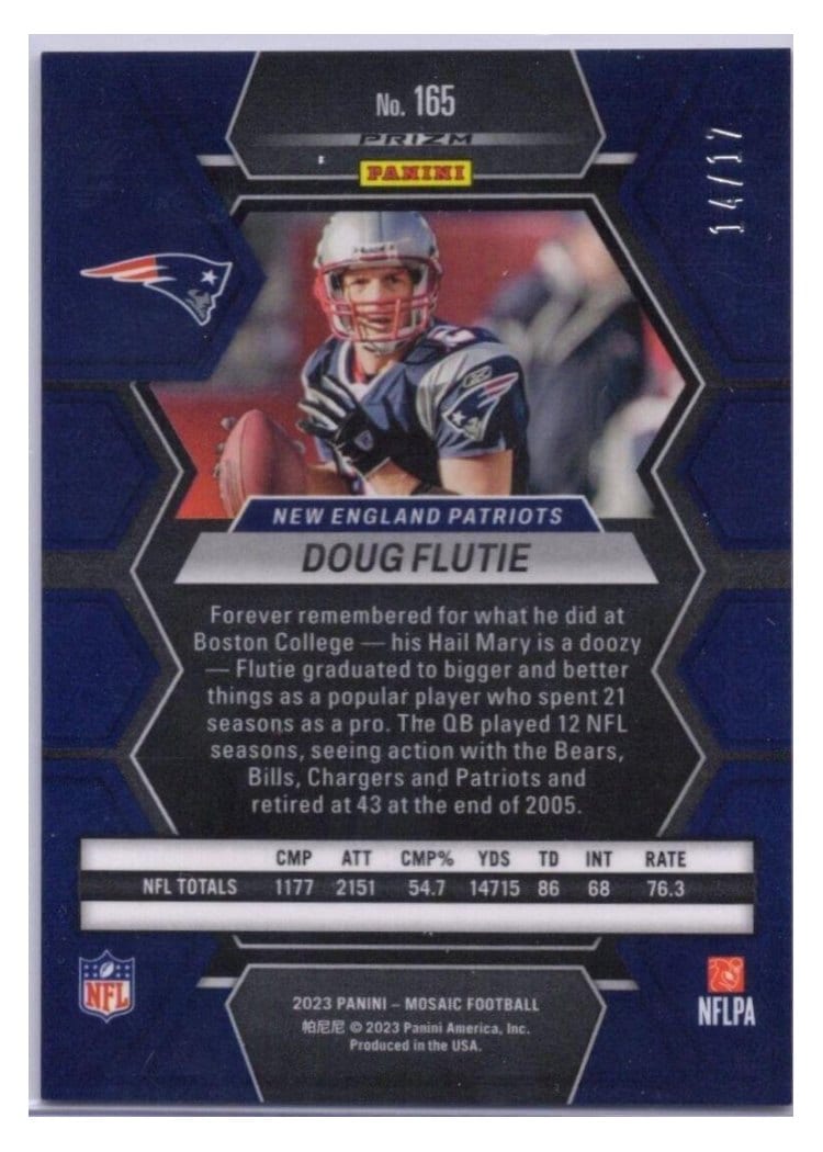 2023 Panini Mosaic Base Set Doug Flutie #165 card