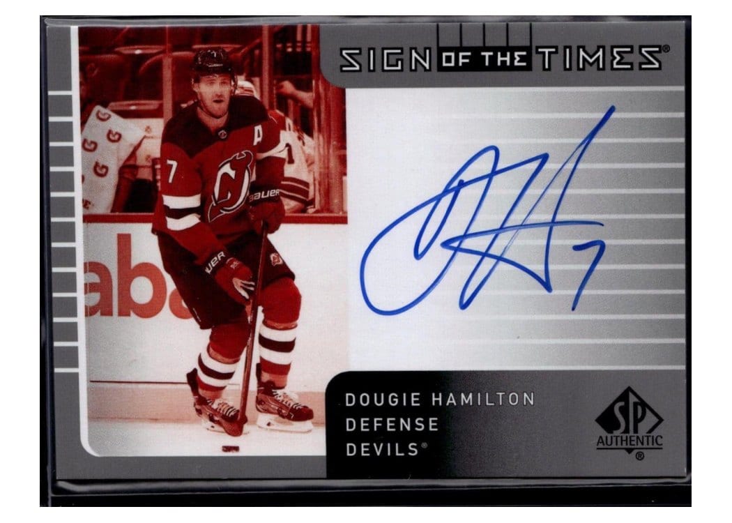 2021-22 SP Authentic 2001-02 Retro - Sign of the Times Dougie Hamilton #SOTT1-DH card