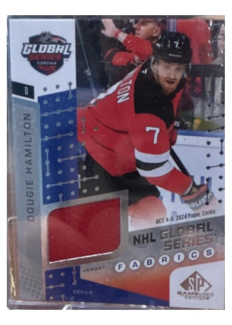 2025-26 SP Game Used 2024 Global Series Devils vs. Sabres Fabrics Dougie Hamilton #GSF1-13 card