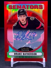 Drake Batherson 2022-23 O-Pee-Chee Platinum 2021 Update Retro Red Rainbow Autographs card